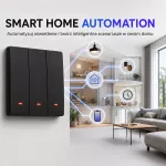 Qoltec Inteligentny 3-kanałowy włącznik wyłącznik światła | Wi-Fi | Timer | Tuya | Smart life | Czarny