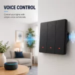 Qoltec Inteligentny 3-kanałowy włącznik wyłącznik światła | Wi-Fi | Timer | Tuya | Smart life | Czarny