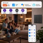 Qoltec Inteligentny 3-kanałowy włącznik wyłącznik światła | Wi-Fi | Timer | Tuya | Smart life | Czarny