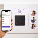 Qoltec Inteligentny 3-kanałowy włącznik wyłącznik światła | Wi-Fi | Timer | Tuya | Smart life | Czarny