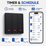 Qoltec Inteligentny 3-kanałowy włącznik wyłącznik światła | Wi-Fi | Timer | Tuya | Smart life | Czarny