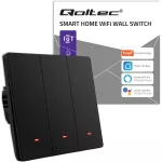 Qoltec Inteligentny 3-kanałowy włącznik wyłącznik światła | Wi-Fi | Timer | Tuya | Smart life | Czarny