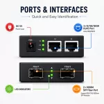 Qoltec Dwukierunkowy Media Konwerter SWITCH Ethernet 2x RJ45 2x SFP| 1000Mb/s | 5V