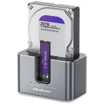 Qoltec Stacja dokująca 2w1 HDD SSD | SATA | M.2 NVMe | Klonowanie | USB-C 3.2 Gen 2 | 10Gb/s | 28TB | Aluminium