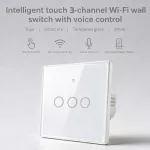 Qoltec Inteligentny dotykowy 3-kanałowy włącznik wyłącznik światła | Wi-Fi | Timer |  Tuya | Smart life | Hartowane szkło | Biały
