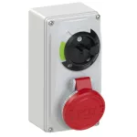 Gniazdo stałe z rozłącznikiem 0-1 małe blokada mechaniczna 16A 400V 3P+Z IP44