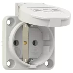 Gniazdo wtyczkowe SCHUKO 16A 2P+Z 230V 50/60Hz IP54, tylne podłączenie kołnierz 50X50, styki niklowane, szare