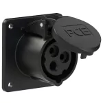 Gniazdo tablicowe proste 16A 2P+Z 500V 50/60Hz 7h IP44, kołnierz 75X75, rozstaw śrub 60X60