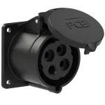 Gniazdo tablicowe proste 32A 3P+Z 500V 50/60Hz 7h IP44, kołnierz 75X75, rozstaw śrub 60X60