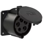 Gniazdo tablicowe proste 32A 3P+Z+N 500V 50/60Hz 7h IP44, kołnierz 75X75, rozstaw śrub 60X60