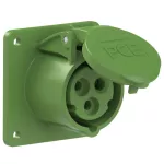 Gniazdo tablicowe proste 16A 2P+Z >50-500V 301-500Hz 2h IP44, kołnierz 75X75, rozstaw śrub 60X60