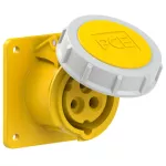 Gniazdo tablicowe proste 16A 2P+Z 110V 50/60Hz 4h IP67, kołnierz 75X75, rozstaw śrub 60X60