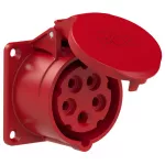 Gniazdo tablicowe proste 16A 3P+Z+N 400V 50/60Hz 4h IP44, kołnierz 70X70, rozstaw śrub 56X56