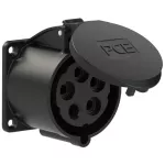Gniazdo tablicowe proste 32A 3P+Z+N 500V 50/60Hz 7h IP44, kołnierz 70X70, rozstaw śrub 56X56