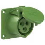 Gniazdo tablicowe proste 16A 2P+Z >50-500V 301-500Hz 2h IP44, kołnierz 70X70, rozstaw śrub 56X56