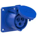 Gniazdo tablicowe proste TURBO TWIST 16A 2P+Z 230V 50/60Hz 6h IP44, kołnierz 70X70, rozstaw śrub 56X56 313-6tt