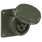Gniazdo tablicowe proste wojskowe 16A 2P+Z 230V 50/60Hz 6h IP67, kołnierz 75X75, rozstaw śrub 60X60