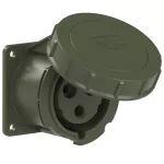 Gniazdo tablicowe proste wojskowe 32A 2P+Z 230V 50/60Hz 6h IP67, kołnierz 75X75, rozstaw śrub 60X60