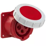 Gniazdo tablicowe proste 32A 3P+Z 230V 50/60Hz 6h IP67, kołnierz 75X75, rozstaw śrub 60X60, styki niklowane