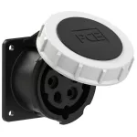 Gniazdo tablicowe proste 16A 3P+Z+N 500V 50/60Hz 7h IP67, kołnierz 75X75, rozstaw śrub 60X60, styki niklowane
