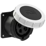 Gniazdo tablicowe proste 32A 3P+Z 500V 50/60Hz 7h IP67, kołnierz 75X75, rozstaw śrub 60X60, styki niklowane