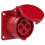 Gniazdo tablicowe proste 16A 3P+Z 400V 50/60Hz 6h IP44, kołnierz 70X70, rozstaw śrub 56X56, styki niklowane