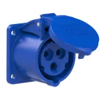 Gniazdo tablicowe proste 16A 2P+Z 230V 50/60Hz 6h IP44, kołnierz 54X60, rozstaw śrub 44X44, styki niklowane