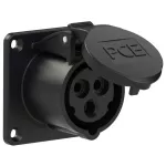 Gniazdo tablicowe proste 16A 2P+Z 230V 50/60Hz 6h IP44, kołnierz 70X70, rozstaw śrub 56X56, styki niklowane, seria MIDNIGHT