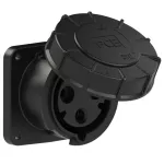 Gniazdo tablicowe proste POWER TWIST 63A 2P+Z 230V 50/60Hz 6h IP66/67, kołnierz 100X100, rozstaw śrub 80X80, CZARNE
