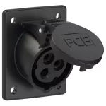 Gniazdo tablicowe skośne 16A 2P+Z 500V 50/60Hz 7h IP44/54 (kołnierz 70X85, rozstaw śrub 50X65)