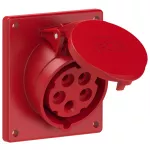 Gniazdo tablicowe skośne 16A 3P+Z+N 400V 50/60Hz 6h IP44/54 (kołnierz 92X100, rozstaw śrub 77X85)