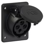 Gniazdo tablicowe skośne 16A 3P+Z 400V 50/60Hz 6h IP44/54 (kołnierz 80X97, rozstaw śrub 60X73), seria MIDNIGHT