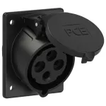 Gniazdo tablicowe skośne 32A 3P+Z 400V 50/60Hz 6h IP44/54 (kołnierz 80X97, rozstaw śrub 60X73), seria MIDNIGHT