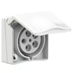 Gniazdo tablicowe zabudowane seria DESIGN 32A 3P+Z+N 230V 50/60Hz 9h IP44 (kołnierz 90X90, rozstaw śrub 60X60), styki niklowane