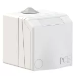 Gniazdo nadtynkowe przelotowe SCHUKO zabudowane seria DESIGN 16A 2P+E 250V 50/60Hz IP44 (kołnierz 90X90, rozstaw śrub 73X73), styki niklowane