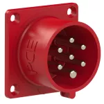 Wtyczka tablicowa prosta 16A 5P+Z+N 400V 50/60Hz 6h IP44/54 (kołnierz: 70X70, rozstaw śrub: 56X56), styki niklowane