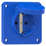 Gniazdo wtyczkowe wersja SCHUKO 16A 2P+Z 230V 50/60Hz IP54, tylne podłączenie kołnierz 75X75, ochrona przed dziećmi, styki niklowane