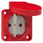 Gniazdo wtyczkowe wersja SCHUKO 16A 2P+Z 230V 50/60Hz IP54, tylne podłączenie kołnierz 50X50, styki niklowane, czerwone