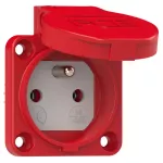 Gniazdo wtyczkowe wersja z bolcem 16A 2P+Z 230V 50/60Hz IP54, tylne podłączenie kołnierz 50X50, styki niklowane, czerwone