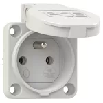 Gniazdo wtyczkowe wersja z bolcem 16A 2P+Z 230V 50/60Hz IP54, tylne podłączenie kołnierz 50X50, styki niklowane, szare 104-0g