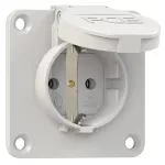 Gniazdo wtyczkowe wersja SCHUKO 16A 2P+Z 230V 50/60Hz IP54, tylne podłączenie kołnierz 70X70, styki niklowane, szare