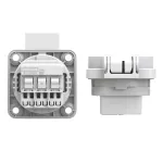 Gniazdo wtyczkowe wersja z bolcem 16A 2P+Z 230V 50/60Hz IP54, tylne podłączenie kołnierz 50X50, styki niklowane, szare 108-0g