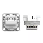 Gniazdo wtyczkowe wersja SCHUKO 16A 2P+Z 230V 50/60Hz IP54, boczne podłączenie kołnierz 50X50, styki niklowane, białe