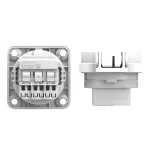 Gniazdo wtyczkowe wersja z bolcem 16A 2P+Z 230V 50/60Hz IP54, tylne podłączenie kołnierz 50X50, styki niklowane, białe 108-0w