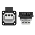 Gniazdo jednofazowe czarne 16A IP44 16A 2P+Z IP44 czarne, podlaczenie tylne