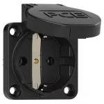 Gniazdo wtyczkowe wersja SCHUKO 16A 2P+Z 230V 50/60Hz IP54, boczne podłączenie kołnierz 50X50, styki niklowane, czarne 105-0ss