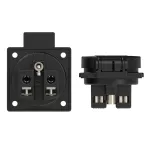Gniazdo wtyczkowe tablicowe 230V z bolcem czarne IP54 fran./belg. P-NOVA+