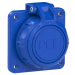 Gniazdo wtyczkowe tablicowe NAUTILUS z bolcem uziemnienia z pokrywą na zawiasach 16A 2P+Z 230V 50/60Hz IP66/68, tylne podłączenie, kołnierz 75X75, styki niklowane, ochrona przed dziećmi