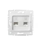 Gniazdo komputerowe podwójne niezależne 2x RJ45Cat 5e Jack LOGI 02-1410-002 bi kolor biały