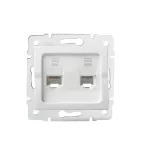 Gniazdo komputerowe podwójne niezależne 2x RJ45Cat 6 Jack LOGI 02-1420-002 bi kolor biały
